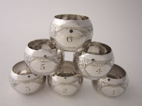 ANTIQUE GEORGE V STERLING SILVER NAPKIN RINGS 1914 - ADDITIONAL PHOTO 6