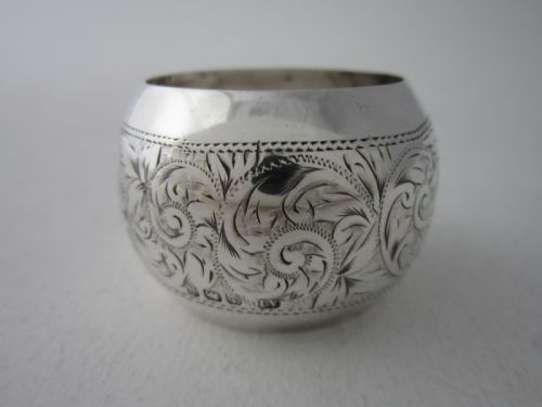 ANTIQUE GEORGE V STERLING SILVER NAPKIN RINGS 1914 - ADDITIONAL PHOTO 9
