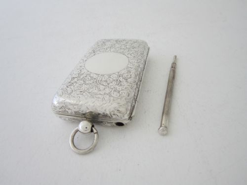 ANTIQUE VICTORIAN STERLING SILVER COMBINATION SOVEREIGNSTAMP CASE - ADDITIONAL PHOTO 5