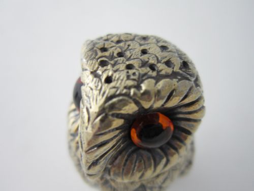 TIFFANY ELIZABETH II CAST STERLING SILVER OWL SALT PEPPER SHAKERS - ADDITIONAL PHOTO 5