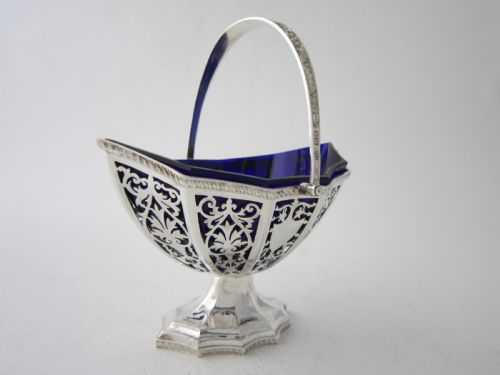 ANTIQUE EDWARDIAN STERLING SILVER SUGAR BASKET 1901 - ADDITIONAL PHOTO 3