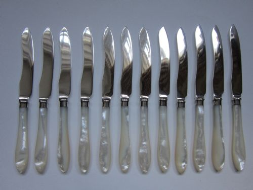 ANTIQUE GEORGE V STERLING SILVER MOTHEROFPEARL CUTLERY SET - ADDITIONAL PHOTO 10