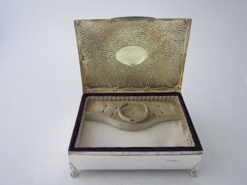 CHESTER ANTIQUE EDWARDIAN STERLING SILVER JEWELLERY BOX 1906 - ADDITIONAL PHOTO 3