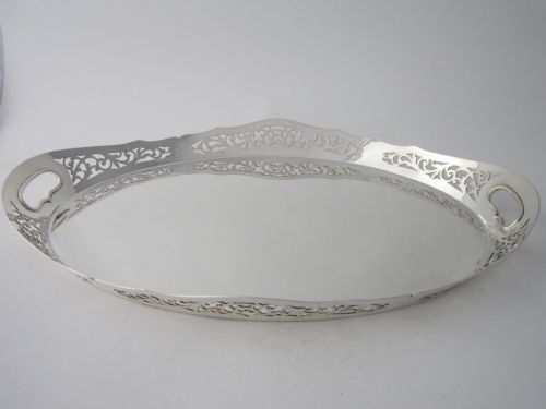 antique george v sterling silver gallery tray - CATEGORY: ANTIQUE SILVER - DATED 1930