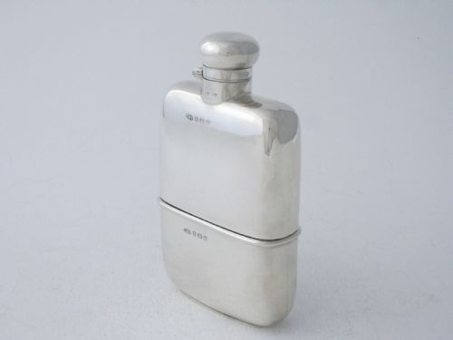 antique george v sterling silver hip flask 1922 - CATEGORY: ANTIQUE SILVER - DATED 1920