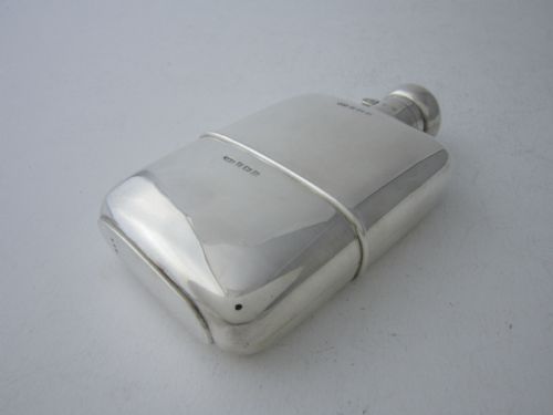 ANTIQUE GEORGE V STERLING SILVER HIP FLASK 1922 - ADDITIONAL PHOTO 1