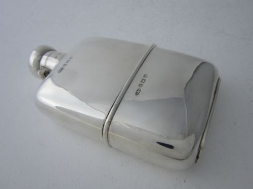 ANTIQUE GEORGE V STERLING SILVER HIP FLASK 1922 - ADDITIONAL PHOTO 2
