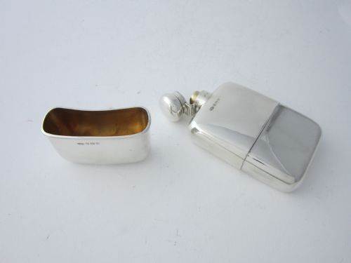ANTIQUE GEORGE V STERLING SILVER HIP FLASK 1922 - ADDITIONAL PHOTO 4