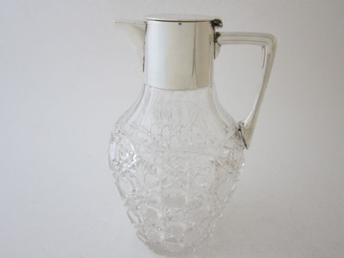 antique edwardian sterling silver cut glass claret jug - CATEGORY: ANTIQUE SILVER - DATED 1900