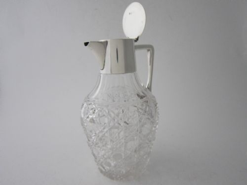 ANTIQUE EDWARDIAN STERLING SILVER CUT GLASS CLARET JUG - ADDITIONAL PHOTO 1