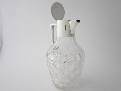 ANTIQUE EDWARDIAN STERLING SILVER CUT GLASS CLARET JUG - ADDITIONAL PHOTO 2