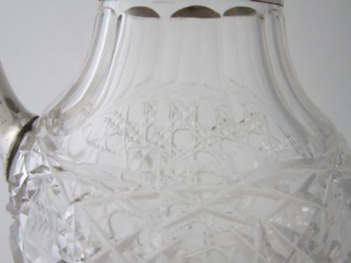 ANTIQUE EDWARDIAN STERLING SILVER CUT GLASS CLARET JUG - ADDITIONAL PHOTO 5