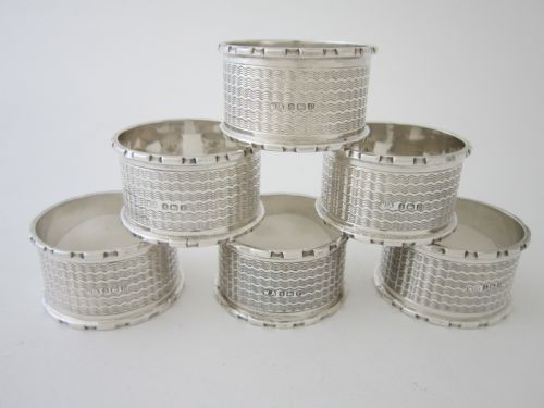 ANTIQUE GEORGE VI STERLING SILVER NAPKIN RINGS 1939 - ADDITIONAL PHOTO 1