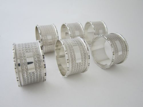 ANTIQUE GEORGE VI STERLING SILVER NAPKIN RINGS 1939 - ADDITIONAL PHOTO 3
