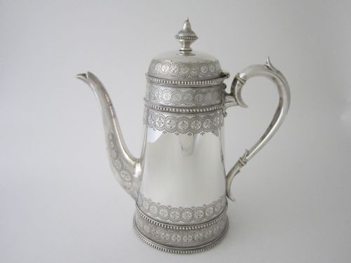 ANTIQUE VICTORIAN STERLING SILVER TEA COFFEE SET 1881 - ADDITIONAL PHOTO 1