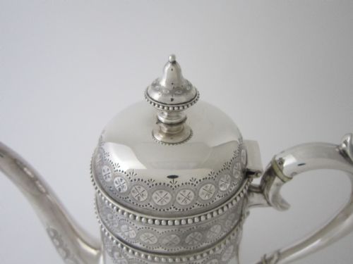 ANTIQUE VICTORIAN STERLING SILVER TEA COFFEE SET 1881 - ADDITIONAL PHOTO 2