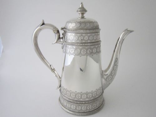 ANTIQUE VICTORIAN STERLING SILVER TEA COFFEE SET 1881 - ADDITIONAL PHOTO 3