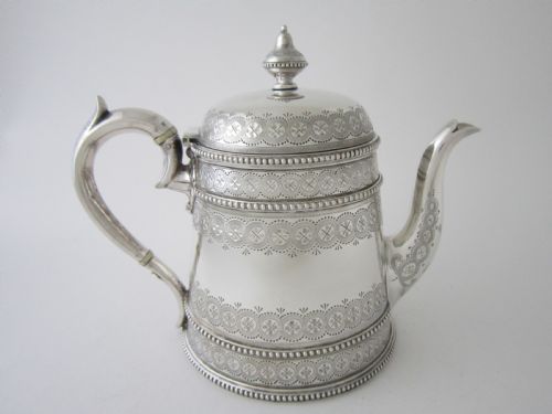 ANTIQUE VICTORIAN STERLING SILVER TEA COFFEE SET 1881 - ADDITIONAL PHOTO 7
