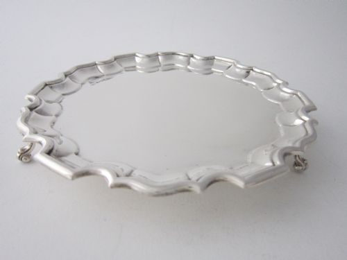7 ANTIQUE GEORGE V STERLING SILVER SALVERDRINKS TRAY 1915 - ADDITIONAL PHOTO 2