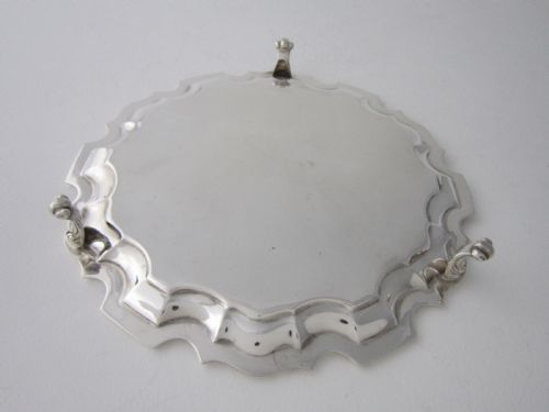7 ANTIQUE GEORGE V STERLING SILVER SALVERDRINKS TRAY 1915 - ADDITIONAL PHOTO 4