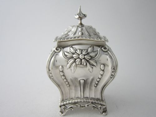 ANTIQUE EDWARDIAN STERLING SILVER TEA CADDY 1901 - ADDITIONAL PHOTO 2