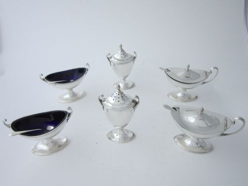 ANTIQUE GEORGE V STERLING SILVER CONDIMENT SET 1925 - ADDITIONAL PHOTO 2