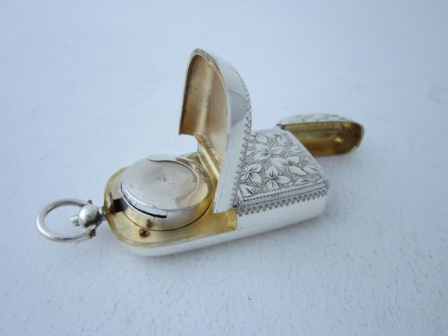 antique victorian sterling silver combination sovereignvesta case 1896 - CATEGORY: ANTIQUE SILVER - DATED 1890