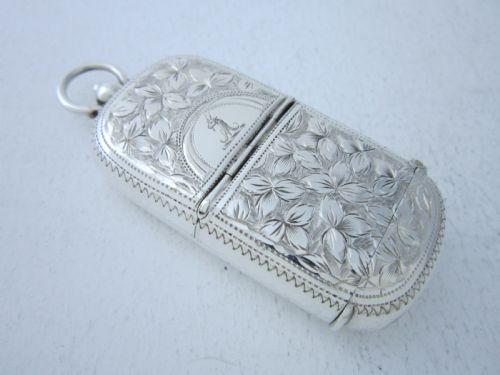 ANTIQUE VICTORIAN STERLING SILVER COMBINATION SOVEREIGNVESTA CASE 1896 - ADDITIONAL PHOTO 2