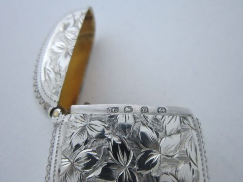 ANTIQUE VICTORIAN STERLING SILVER COMBINATION SOVEREIGNVESTA CASE 1896 - ADDITIONAL PHOTO 5
