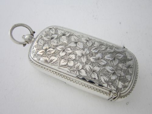 ANTIQUE VICTORIAN STERLING SILVER COMBINATION SOVEREIGNVESTA CASE 1896 - ADDITIONAL PHOTO 7