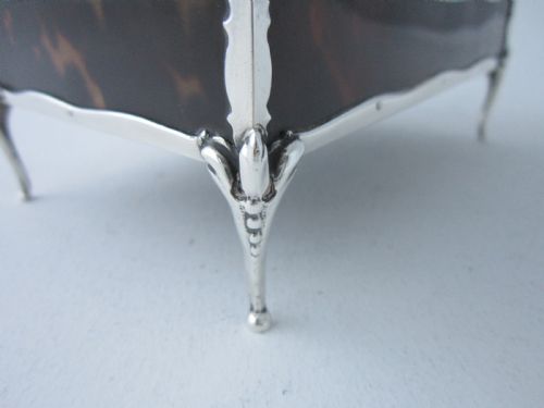 ANTIQUE GEORGE V STERLING SILVER TORTOISESHELL TRINKET BOX 1918 - ADDITIONAL PHOTO 5