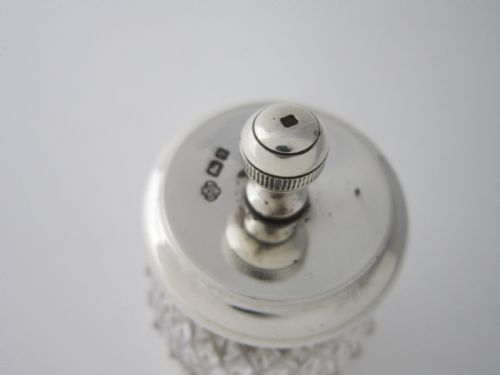 ANTIQUE EDWARDIAN STERLING SILVER GLASS PEPPER GRINDER 1910 - ADDITIONAL PHOTO 1