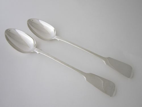 antique victorian sterling silver fiddle pattern bastingserving spoons 1838 - CATEGORY: ANTIQUE SILVER - DATED VICTORIAN
