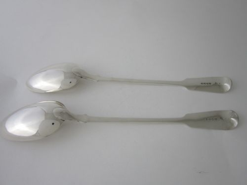 ANTIQUE VICTORIAN STERLING SILVER FIDDLE PATTERN BASTINGSERVING SPOONS 1838 - ADDITIONAL PHOTO 1