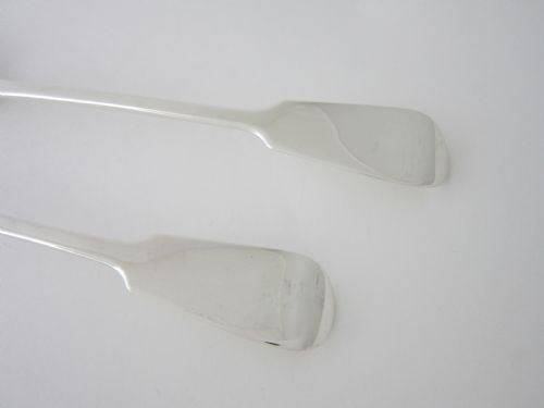 ANTIQUE VICTORIAN STERLING SILVER FIDDLE PATTERN BASTINGSERVING SPOONS 1838 - ADDITIONAL PHOTO 3