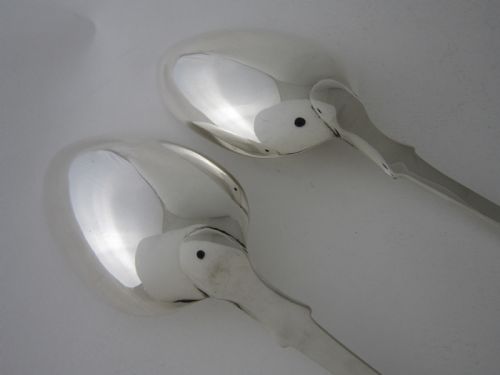 ANTIQUE VICTORIAN STERLING SILVER FIDDLE PATTERN BASTINGSERVING SPOONS 1838 - ADDITIONAL PHOTO 4