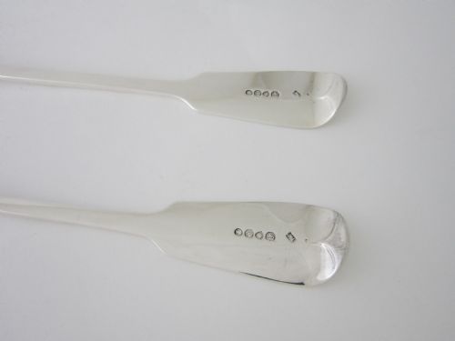 ANTIQUE VICTORIAN STERLING SILVER FIDDLE PATTERN BASTINGSERVING SPOONS 1838 - ADDITIONAL PHOTO 5