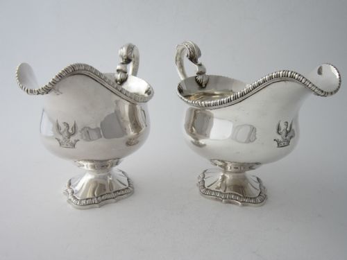 ANTIQUE GEORGE III STERLING SILVER SAUCE BOATS 1768 - ADDITIONAL PHOTO 4