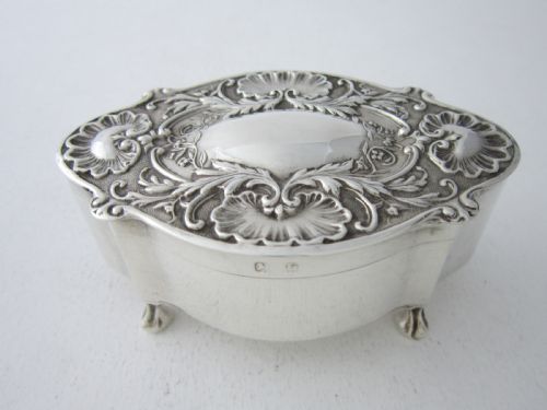 antique edwardian sterling silver trinket box 1904 - CATEGORY: ANTIQUE SILVER - DATED 1900