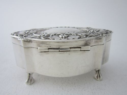 ANTIQUE EDWARDIAN STERLING SILVER TRINKET BOX 1904 - ADDITIONAL PHOTO 3