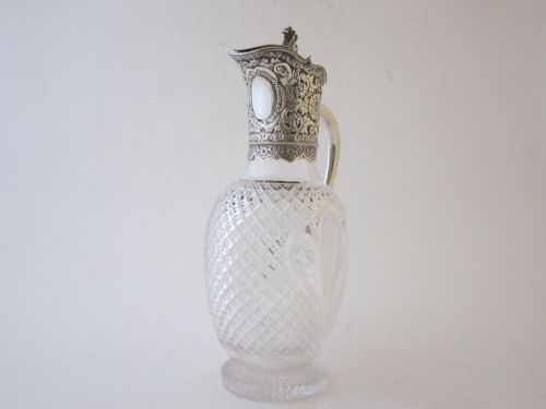 ANTIQUE VICTORIAN STERLING SILVER GLASS CLARET JUG 1891 - ADDITIONAL PHOTO 1