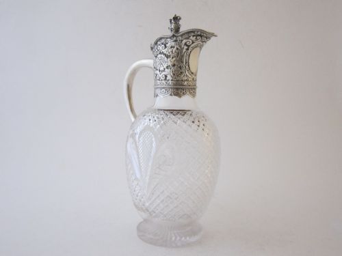 ANTIQUE VICTORIAN STERLING SILVER GLASS CLARET JUG 1891 - ADDITIONAL PHOTO 2
