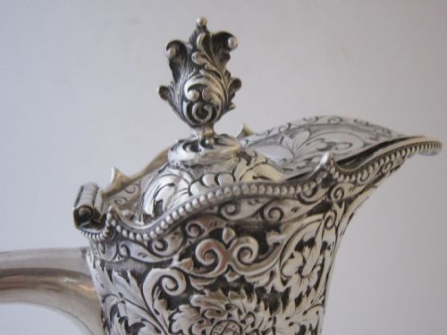ANTIQUE VICTORIAN STERLING SILVER GLASS CLARET JUG 1891 - ADDITIONAL PHOTO 4