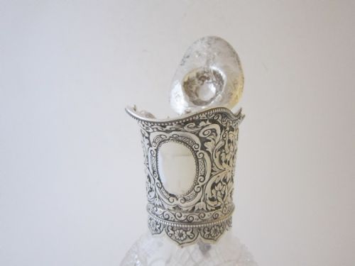 ANTIQUE VICTORIAN STERLING SILVER GLASS CLARET JUG 1891 - ADDITIONAL PHOTO 6