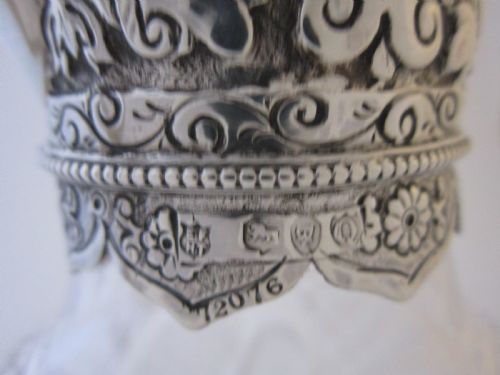 ANTIQUE VICTORIAN STERLING SILVER GLASS CLARET JUG 1891 - ADDITIONAL PHOTO 11