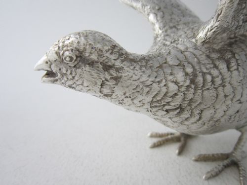 PAIR OF GARRARD STERLING SILVER CAST PHEASANTS 1969 - ADDITIONAL PHOTO 8