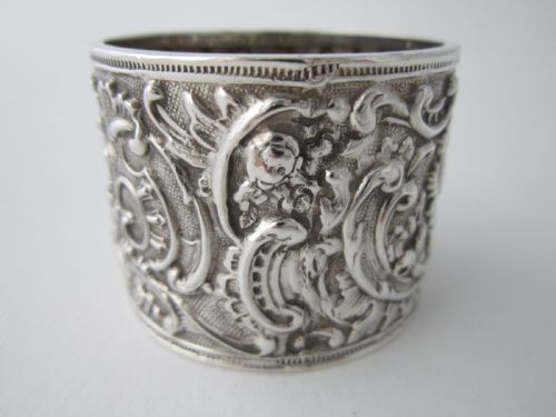 ANTIQUE VICTORIAN STERLING SILVER CHERUBS NAPKIN RING 1896 - ADDITIONAL PHOTO 4