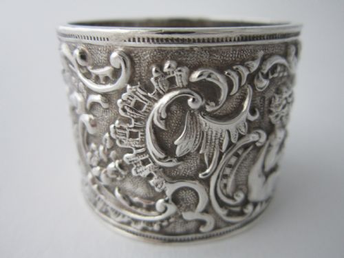 ANTIQUE VICTORIAN STERLING SILVER CHERUBS NAPKIN RING 1896 - ADDITIONAL PHOTO 5