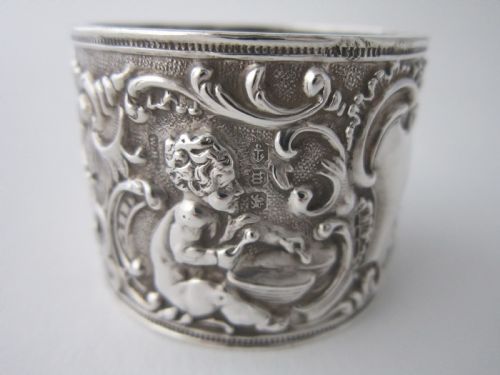ANTIQUE VICTORIAN STERLING SILVER CHERUBS NAPKIN RING 1896 - ADDITIONAL PHOTO 6