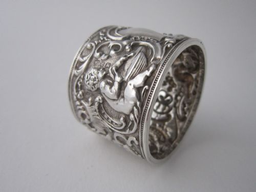 ANTIQUE VICTORIAN STERLING SILVER CHERUBS NAPKIN RING 1896 - ADDITIONAL PHOTO 7